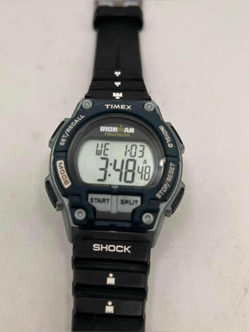 Timex Men's Ironman Triathlon Endure 30 Shock 42mm Dark Blue Watch T5K198 WORKS